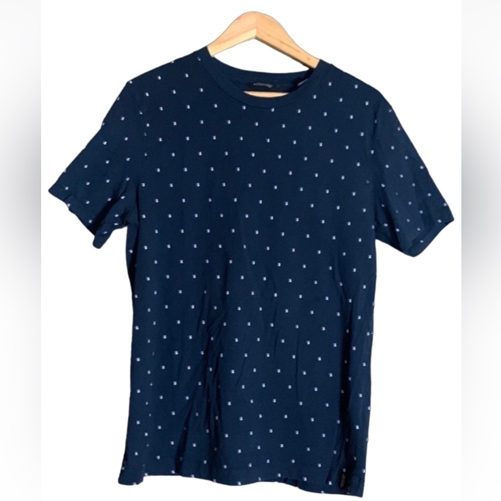 Scotch & Soda dark blue short sleeve t-shirt with all over print Size Medium